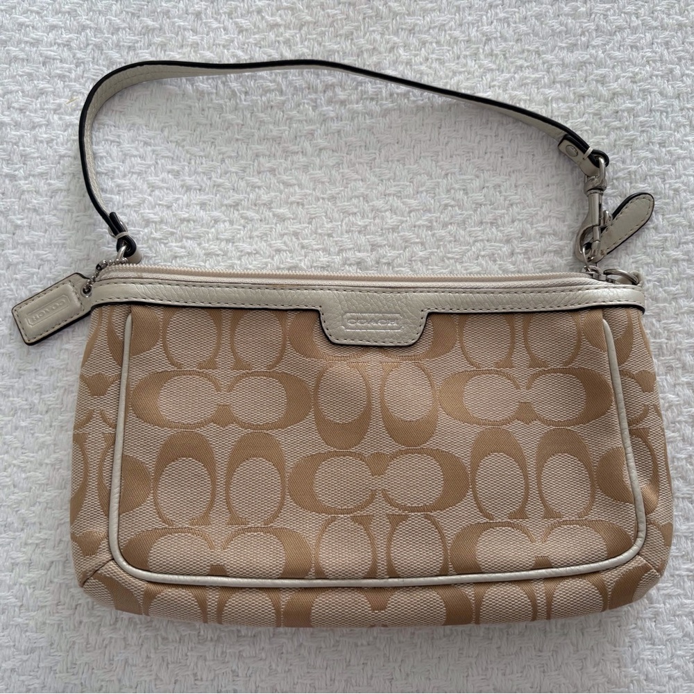 Coach Beige Signature Wristlet